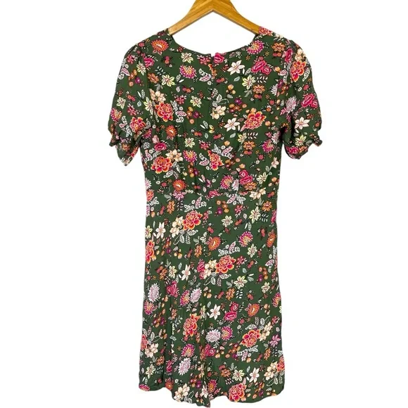 LOFT Country Garden Puff Sleeve V-Neck Mini Dress Size 6 Floral Print - Picture 5 of 6